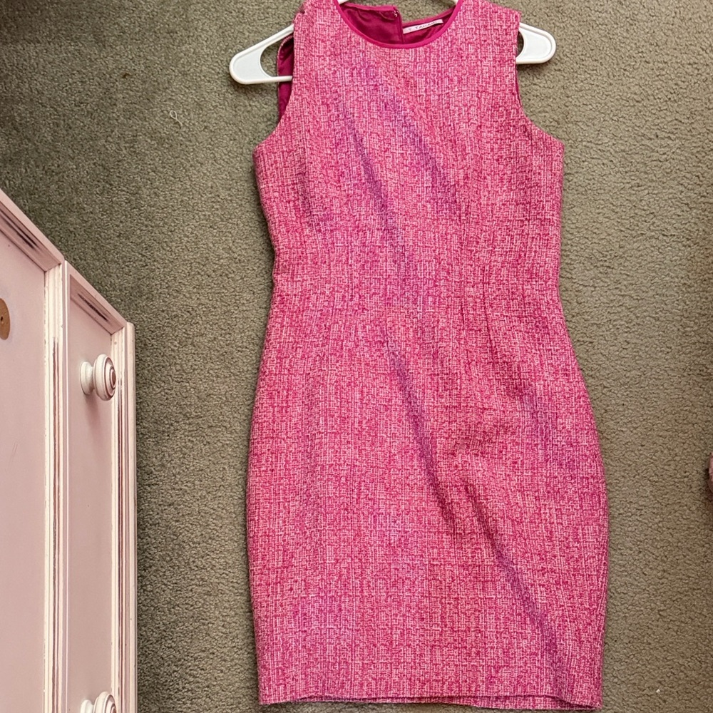 T Tahari Pink Tweed Dress